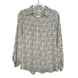 Max Studio Floral Balloon Sleeve Button-down Blouse